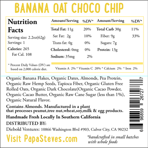 Banana Oat Dark Chocolate Chip