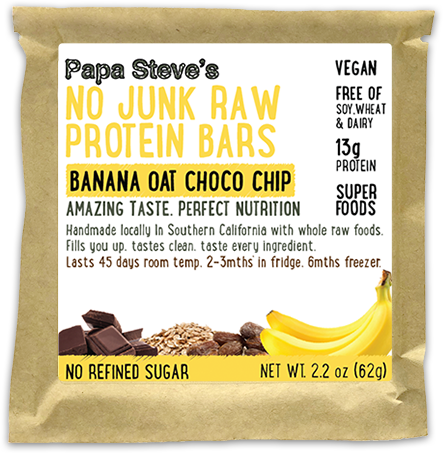 Banana Oat Dark Chocolate Chip - Papa Steve's No Junk Raw Protein Bars
